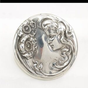 Vintage Unger Brothers Silver Floral Girl Brooch